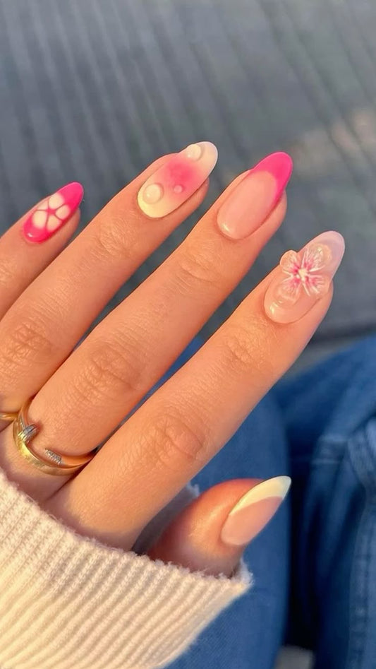 Summer pink nails