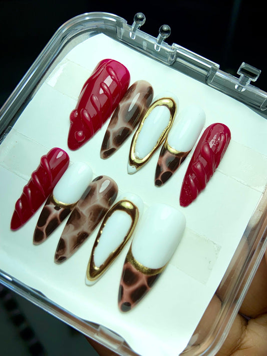 Maroon 3-d nails