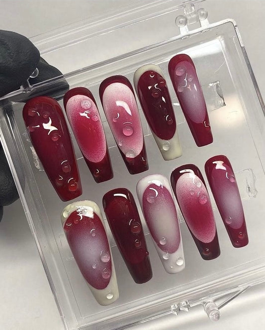 Maroon drop nails