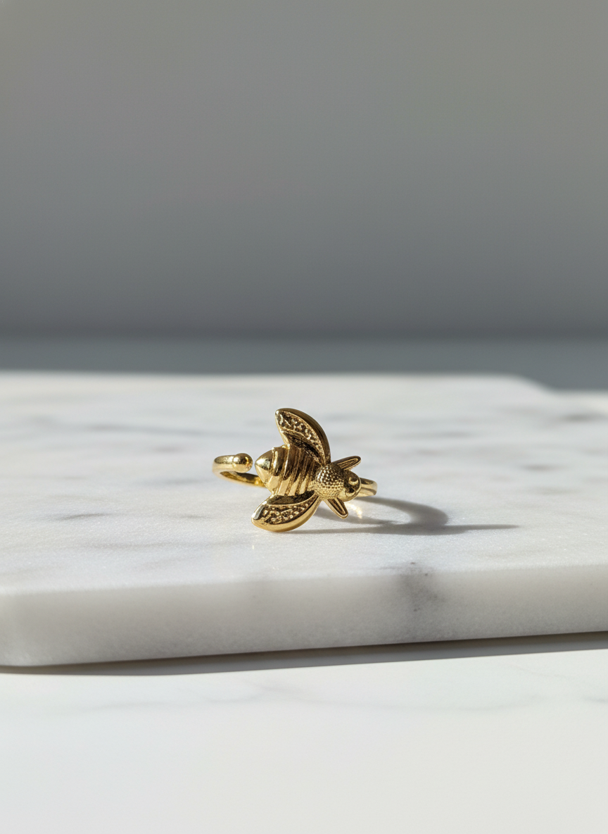 Golden Bee Statement Ring + 18k Gold plated