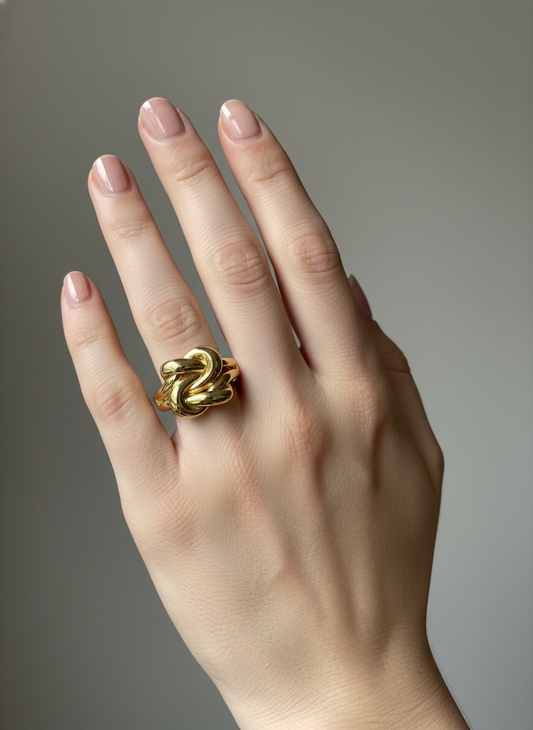 Golden cross Adjustable Ring – 18K Gold-Plated Feminine Charm