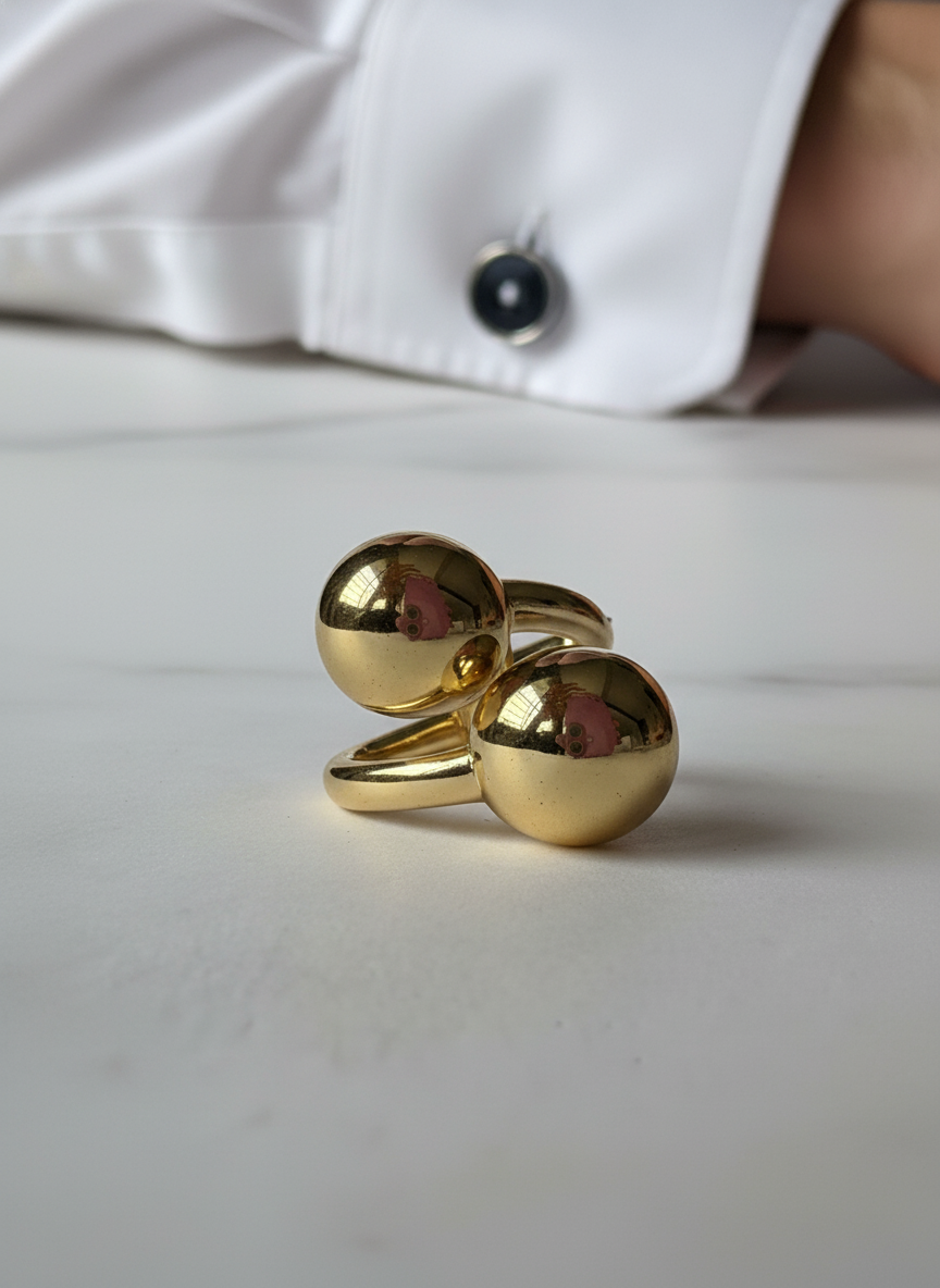 Golden chunky Adjustable Ring – 18K Gold-Plated Feminine Charm