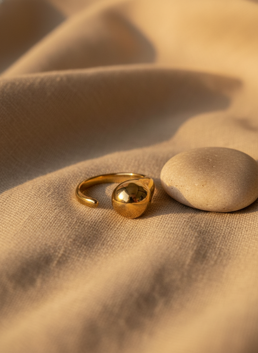 Golden chunky- Adjustable Ring – 18K Gold-Plated Feminine Charm