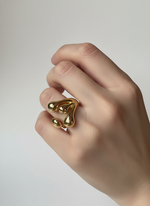 Golden Molten Drop Ring Adjustable Ring – 18K Gold-Plated Feminine Charm