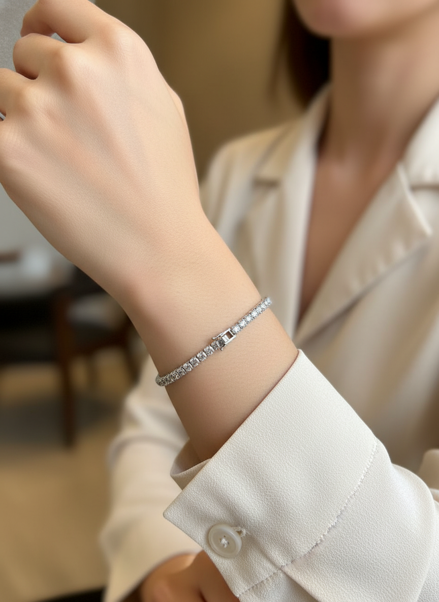 Radiant Sparkle Tennis Bracelet – Premium Zircon Design