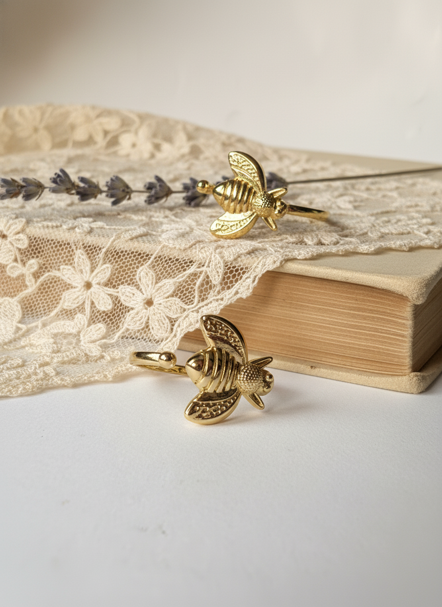 Golden Bee Statement Ring + 18k Gold plated