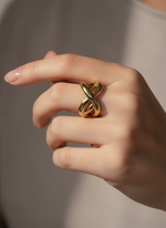 Golden criss cross Adjustable Ring – 18K Gold-Plated Feminine Charm