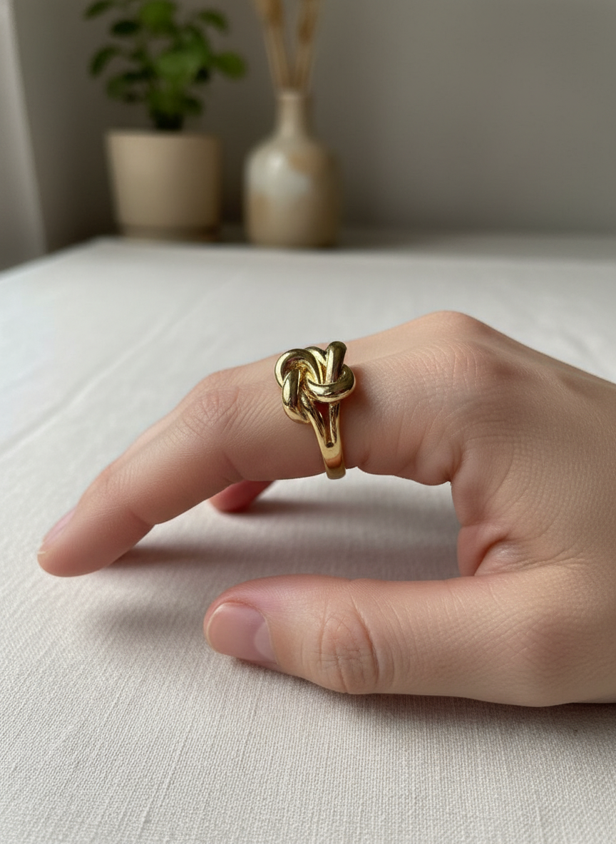 Golden cross Adjustable Ring – 18K Gold-Plated Feminine Charm