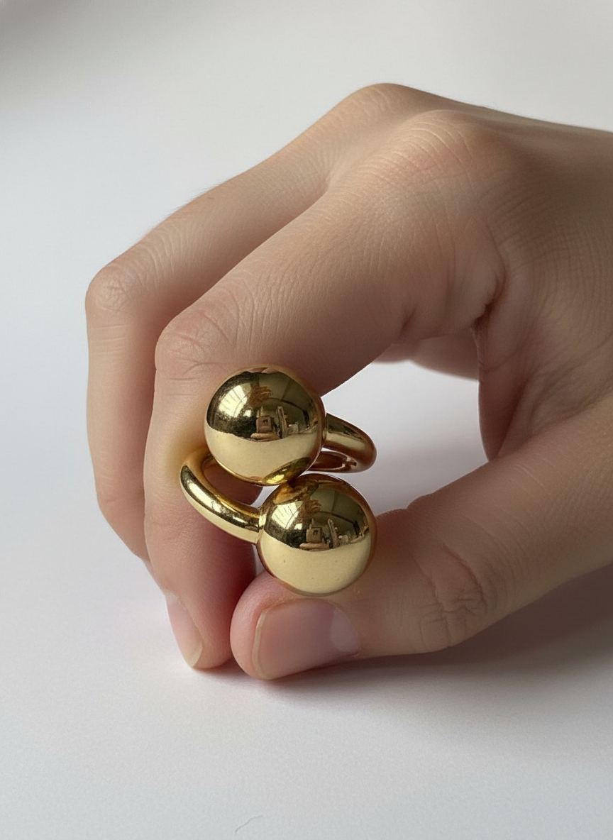 Golden chunky Adjustable Ring – 18K Gold-Plated Feminine Charm