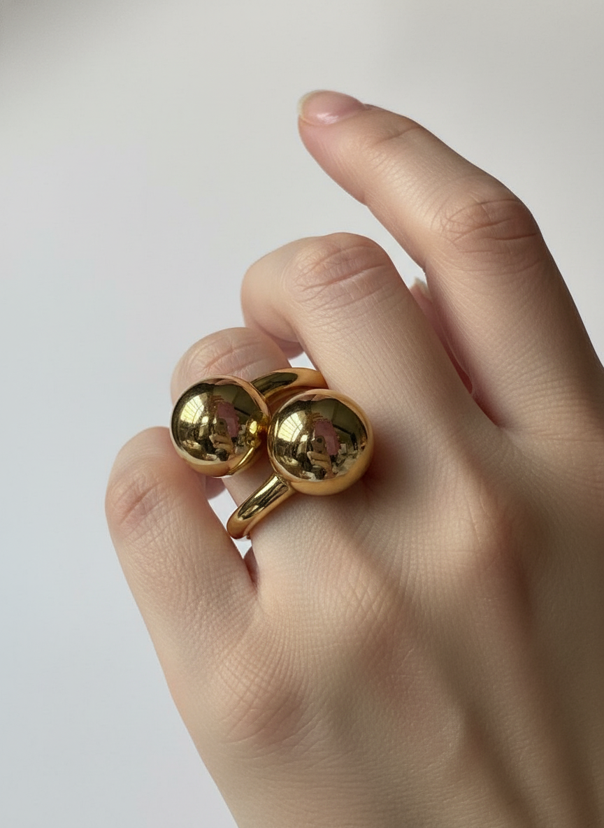 Golden chunky Adjustable Ring – 18K Gold-Plated Feminine Charm