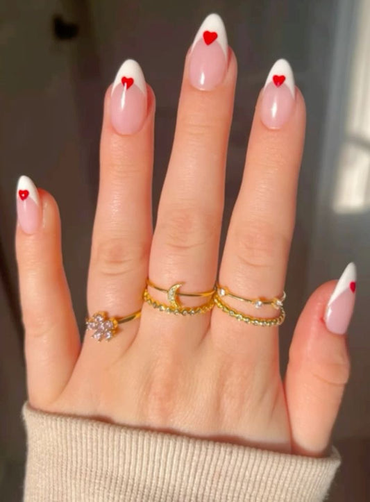 White french with red hearts