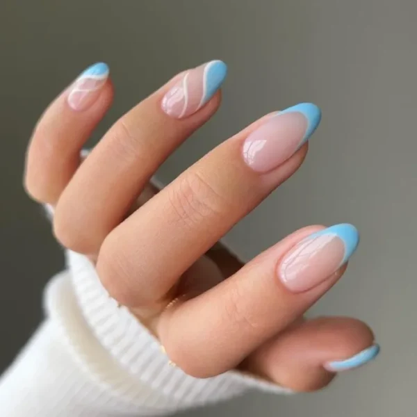 Light blue swirls and Tips| Press On Nails|Milo Nails