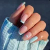 Sea Blue tips with a heart, press ons by milo nails