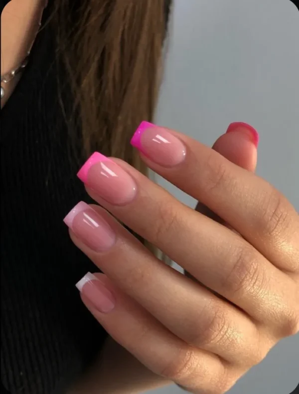 Gradient Pink French tips, press ons by milo nails