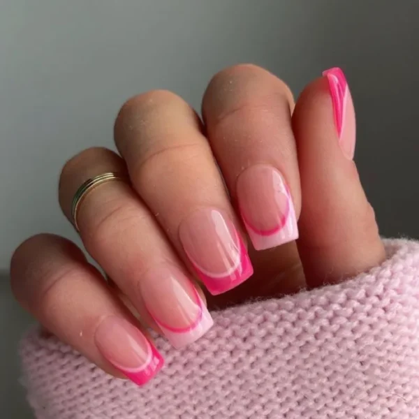 Pink Double frenchies/press on by milo nails