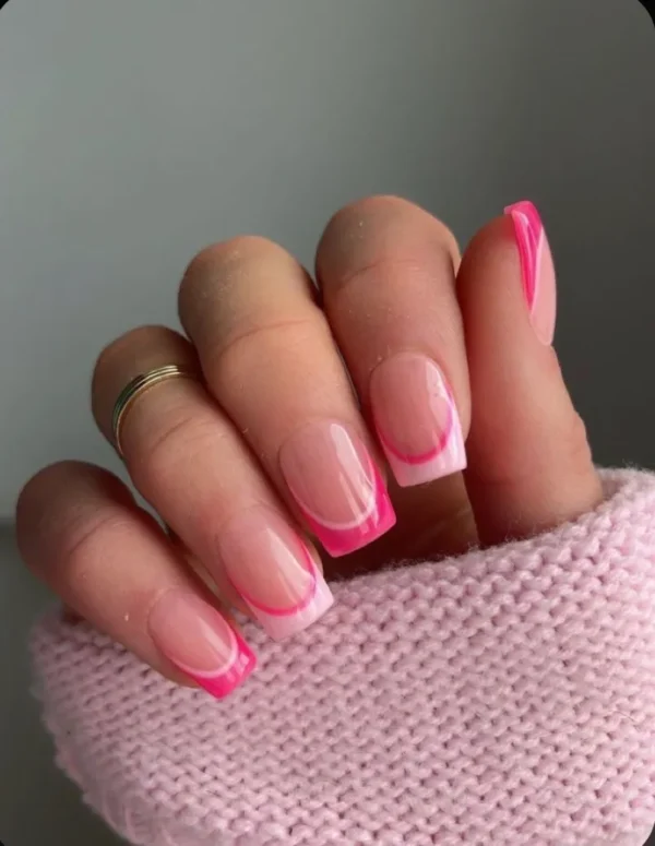 Pink Double frenchies/press on by milo nails