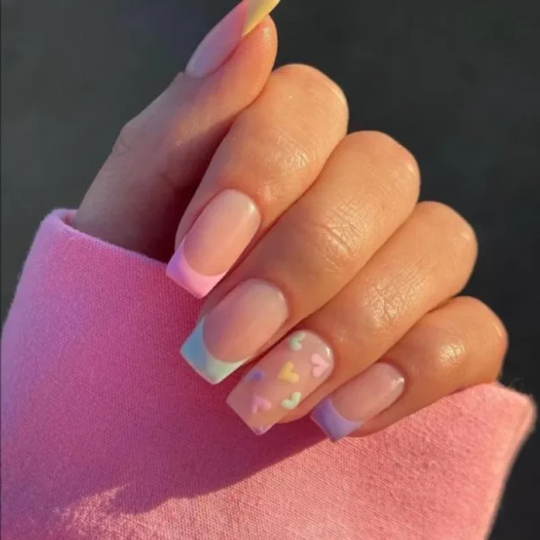 Frenchies with heart, Press on Nails by Milo Nails