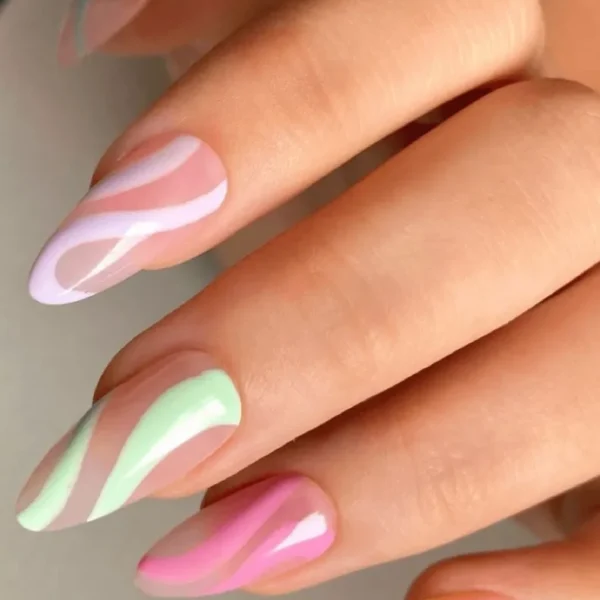 Multi-colour swirl Nails, Press on Nails by Milo Nails