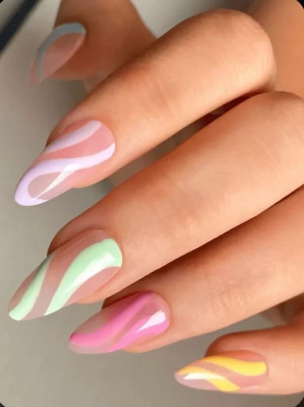 Multi-colour swirl Nails, Press on Nails by Milo Nails