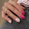 Hot pink – White swirls, Press on Nails | Milo Nails