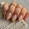 golden metallic tips with foil, press on nails by milo nails