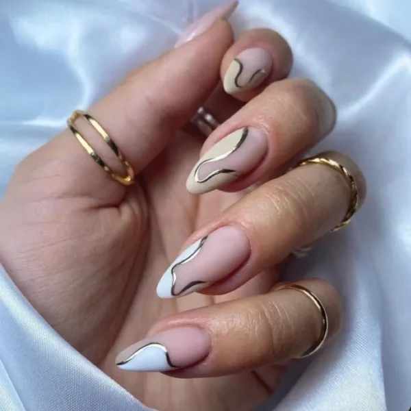 wavy metallic swirls, press ons by milo nails