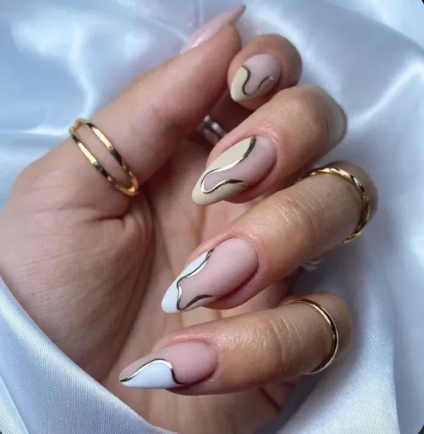 wavy metallic swirls, press ons by milo nails