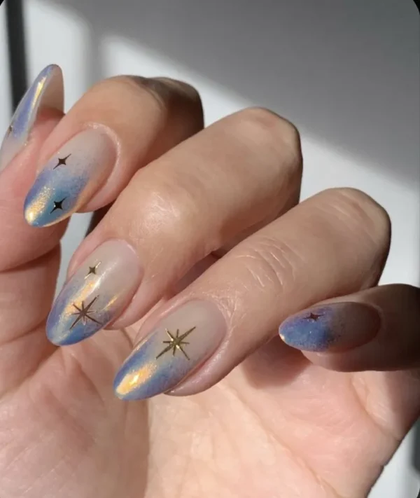 blue metallic ombre