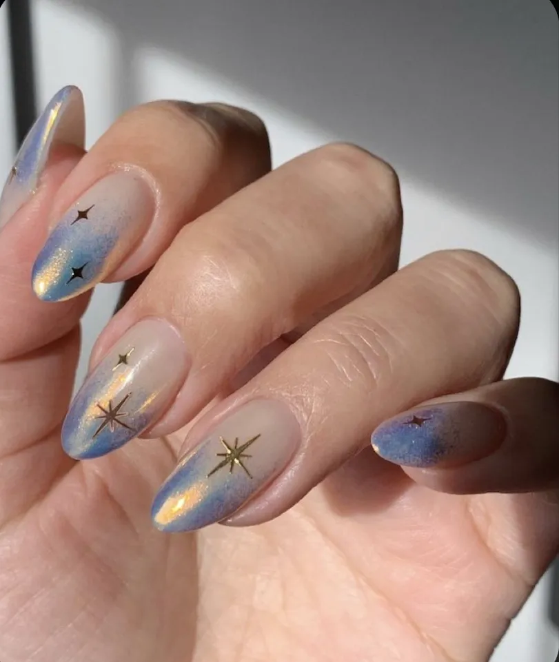 blue metallic ombre