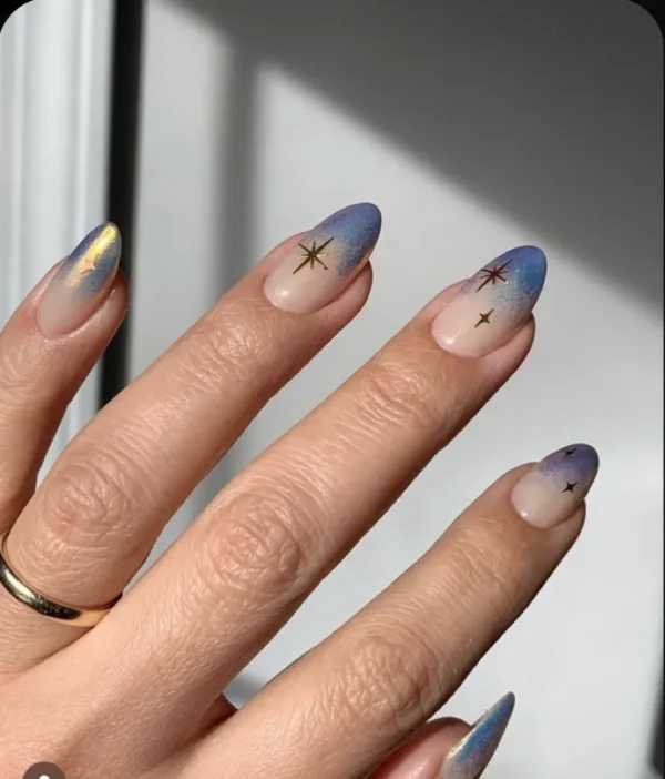 blue metallic ombre