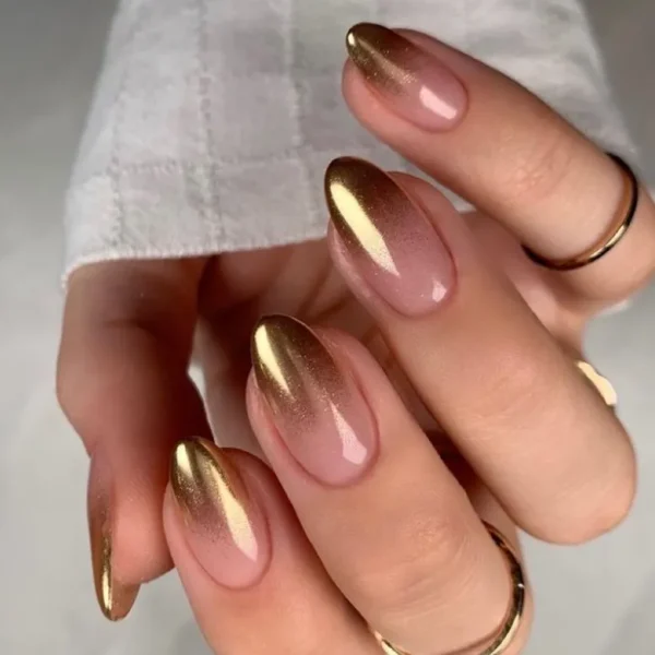 golden metallic ombre ,press on nails by milo nails