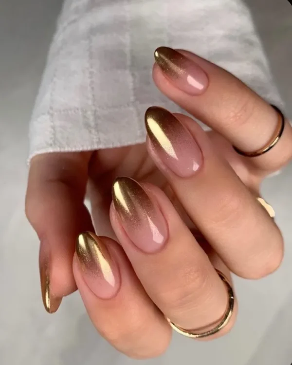 golden metallic ombre ,press on nails by milo nails