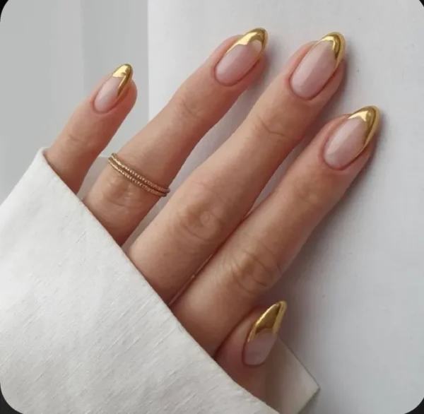 golden metallic swirls, press ons by milo nails