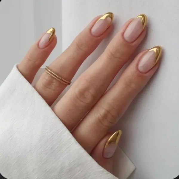 golden metallic swirls, press ons by milo nails