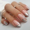 silver metallic swirls, press ons by milo nails