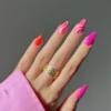 Hot pink - orange swirls, Press on Nails by Milo Nails