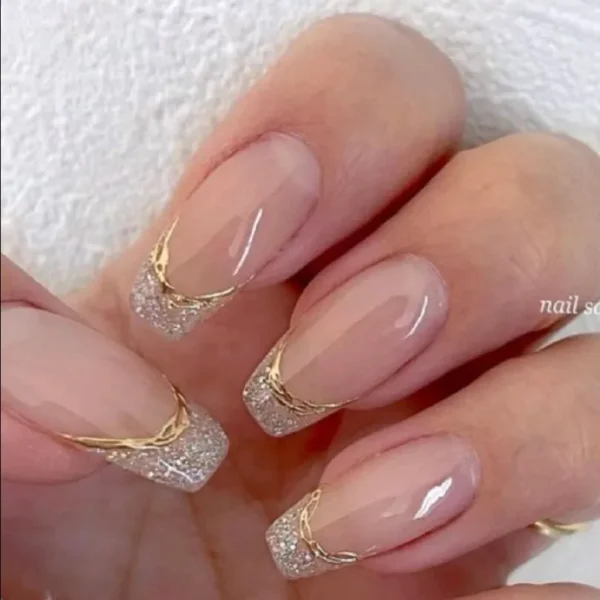 Silver and golden tips/press ons by milo nails