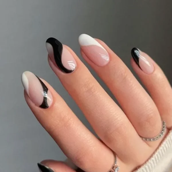 Black and white swirls | Press on Nails | Milo nails