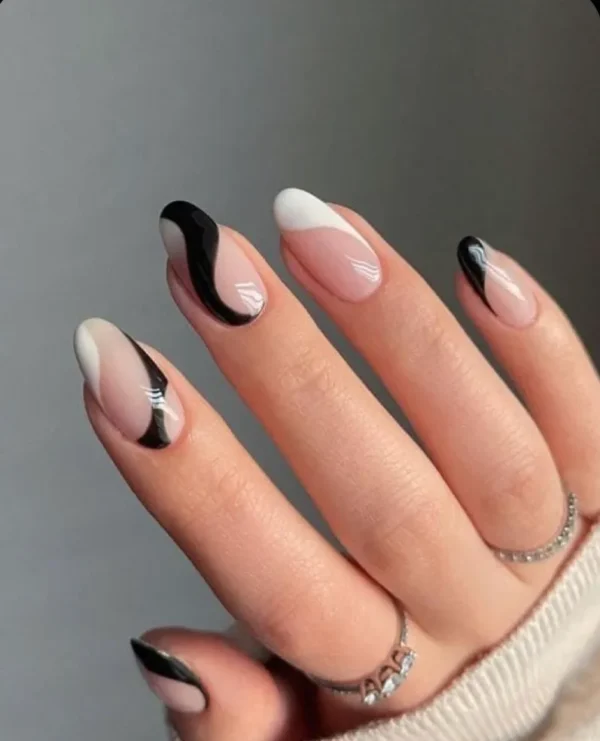 Black and white swirls | Press on Nails | Milo nails