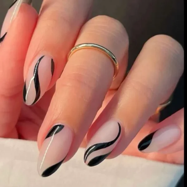 Black swirl nails | Press on Nails BY Milo Nails