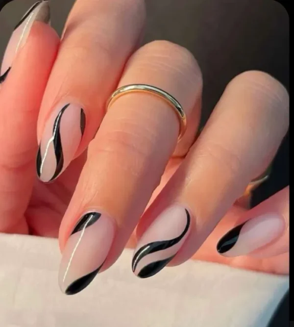 Black swirl nails | Press on Nails BY Milo Nails