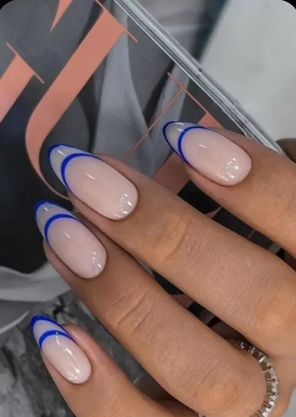 Electric blue double Frenchies by Milo Nails