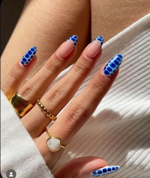 Blue Tortise print Nails, Press on Nails by Milo Nails