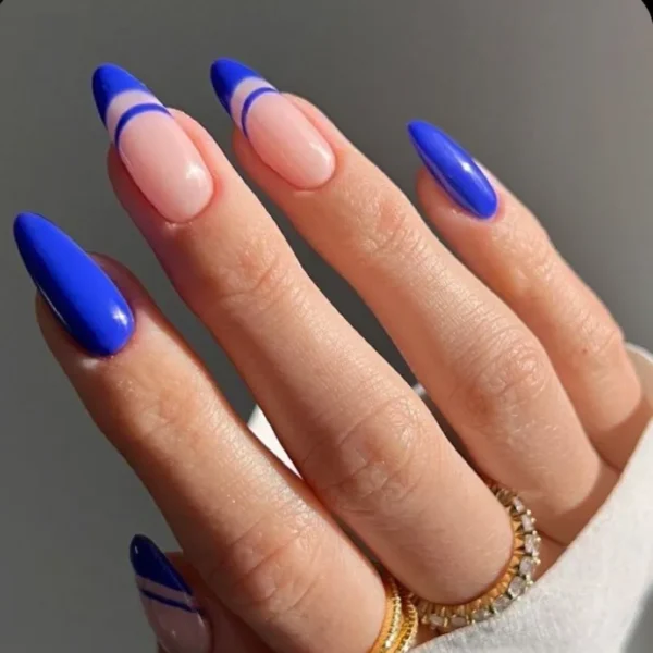 Electric blue tips | Press on Nails by Milo Nails