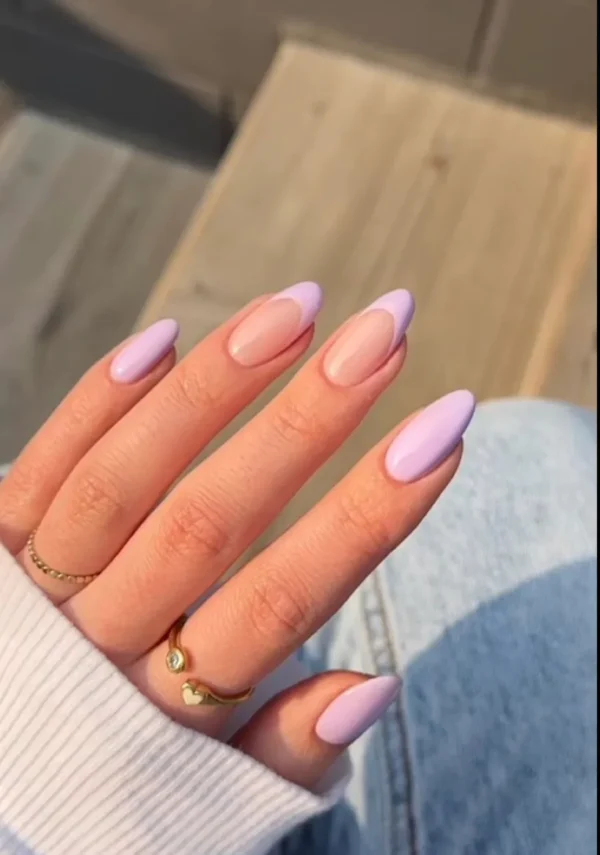 lavendar tips press ons nails/ Milo Nails