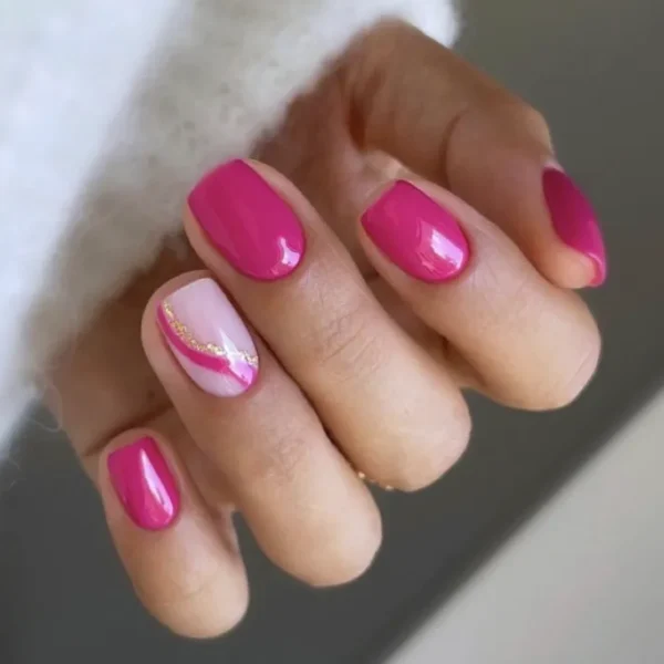 Hot pink Nails with swirls | Press on Nails