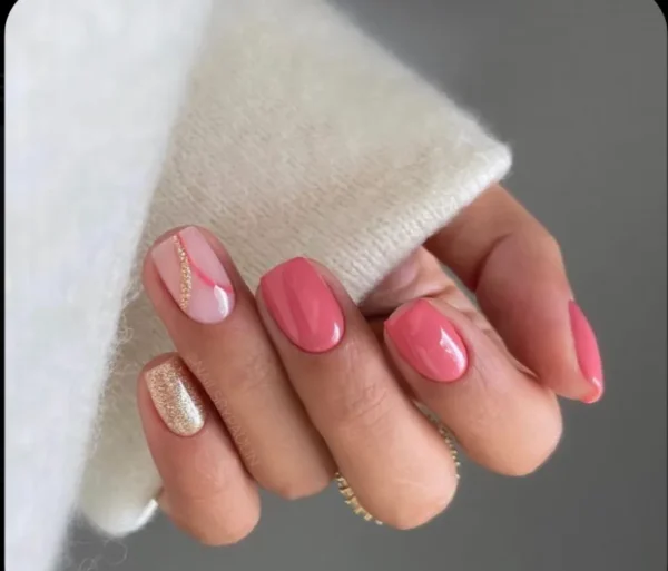 Pink and gold nails | Press on Nails